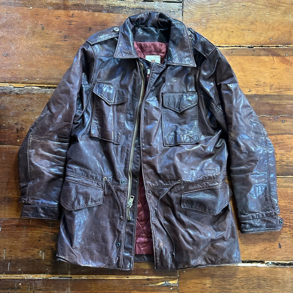 Vintage ROME Peabody Massachusetts Leather Zip Up Jacket 42 USA